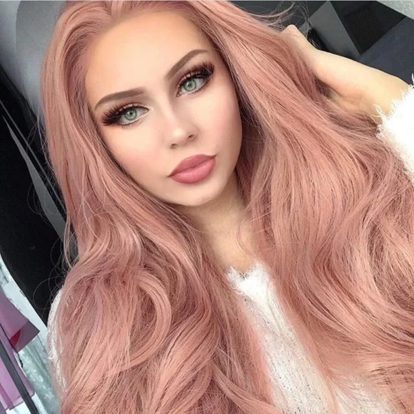 ?TORI 26” PINK CURL ROZAI LACE-FRONT WIG *NWT* Pink Lace Front Wig Human Hair 13x4 Pink Wig Human Hair Pink  main image 2